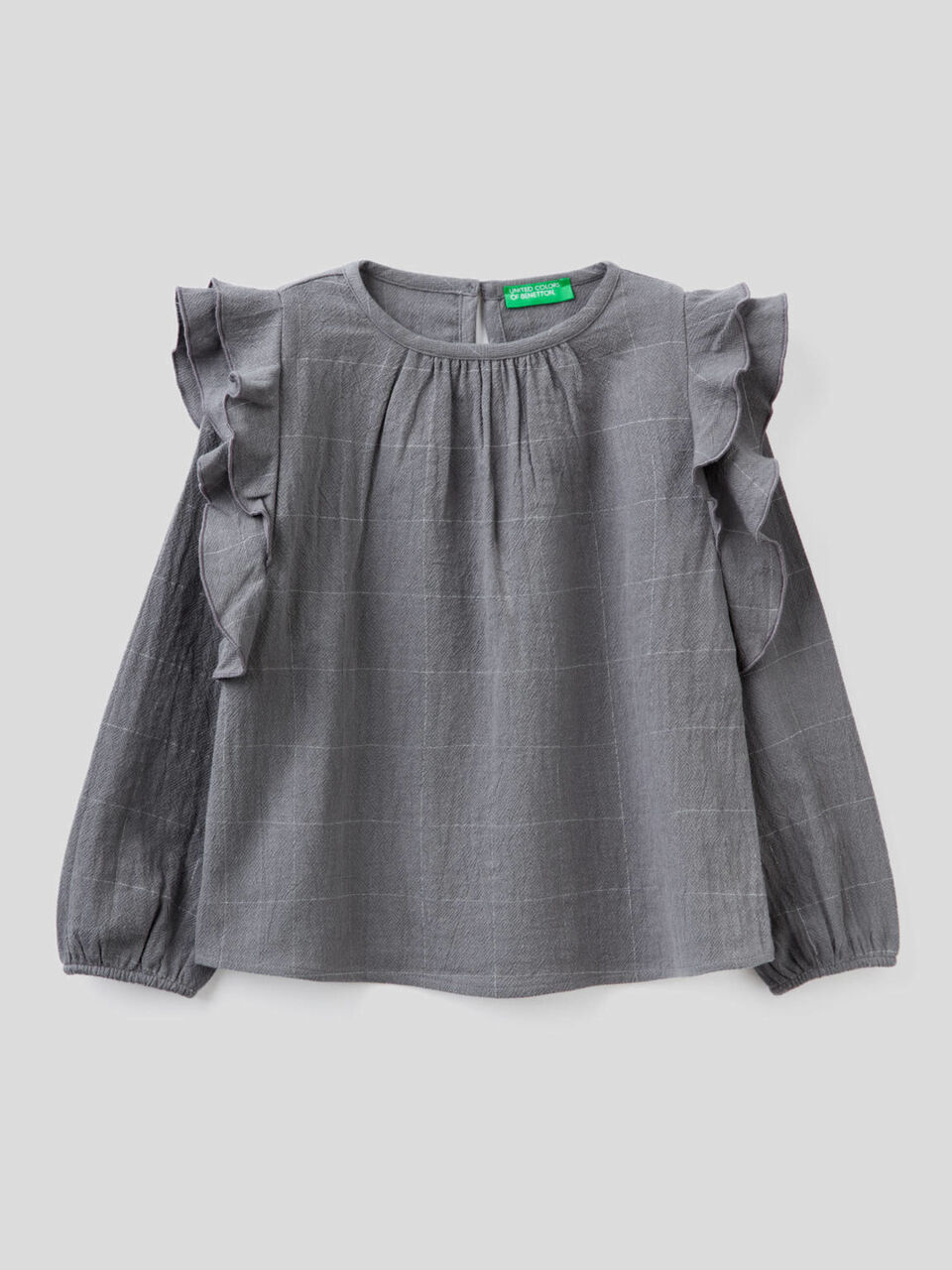 Check blouse with rouches image number 1