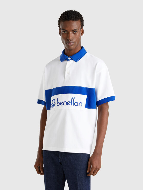 Blue and white rugby polo Men
