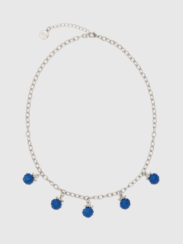 Silver necklace with blue mulberries Women