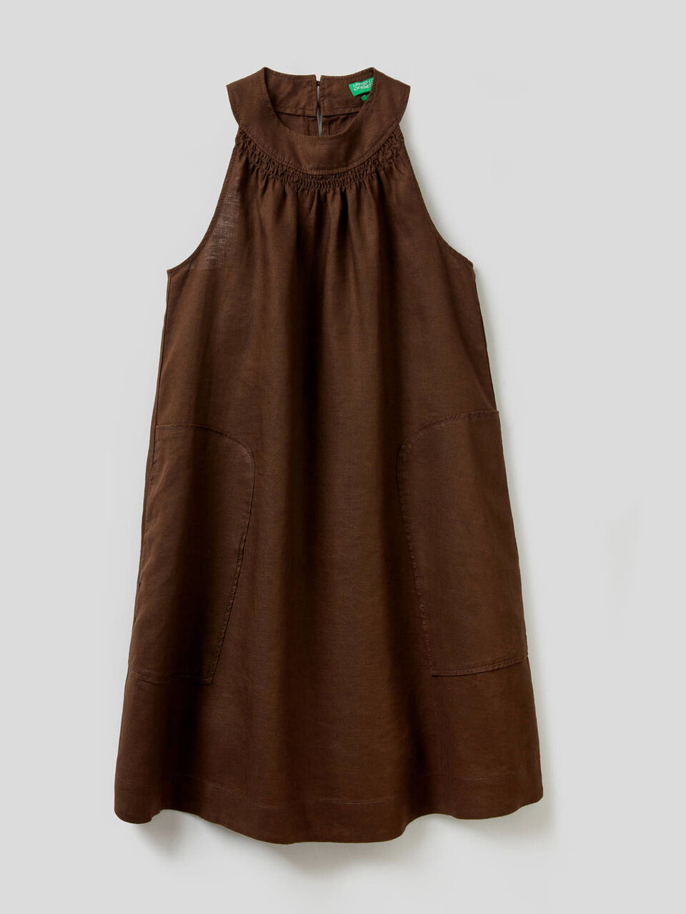 Cropped dress in 100% linen image number null