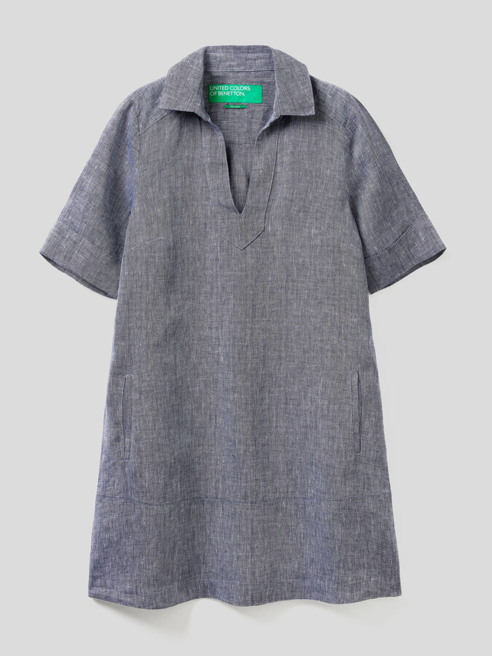Short dress in 100% linen image number null