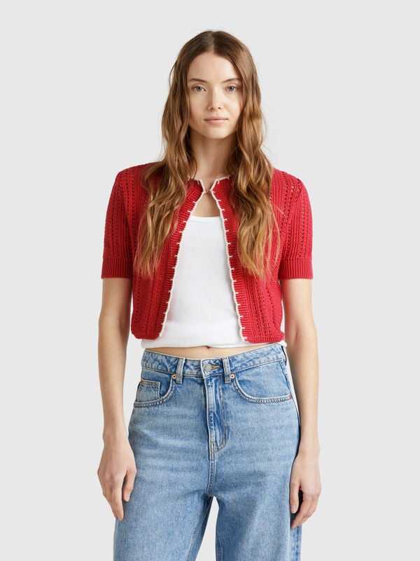 Cropped perforated cardigan Women