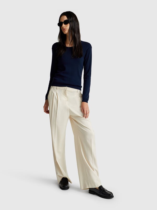 Crew neck sweater in pure cotton Women