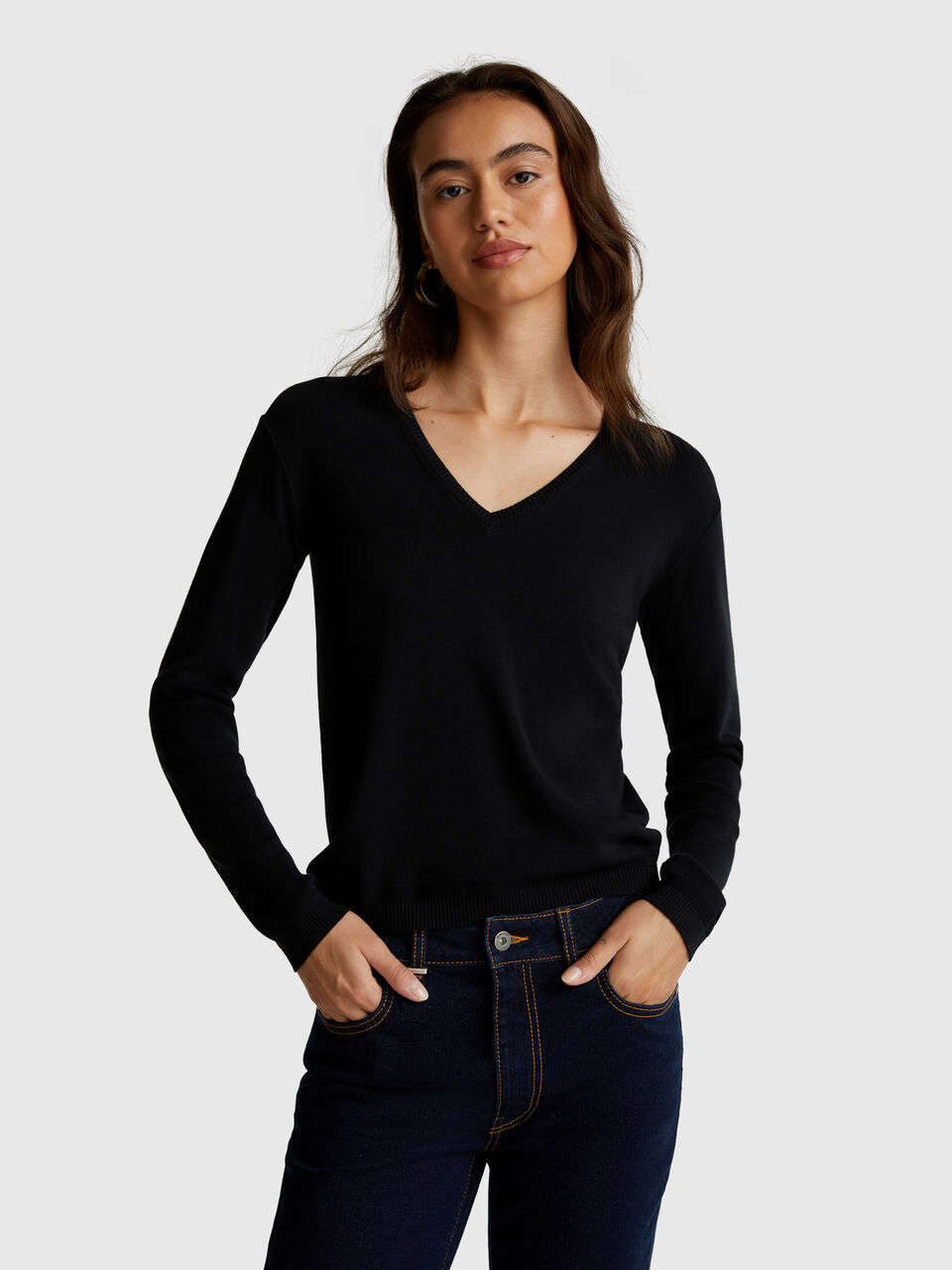 V NECK SWEATER L/S Women image number null
