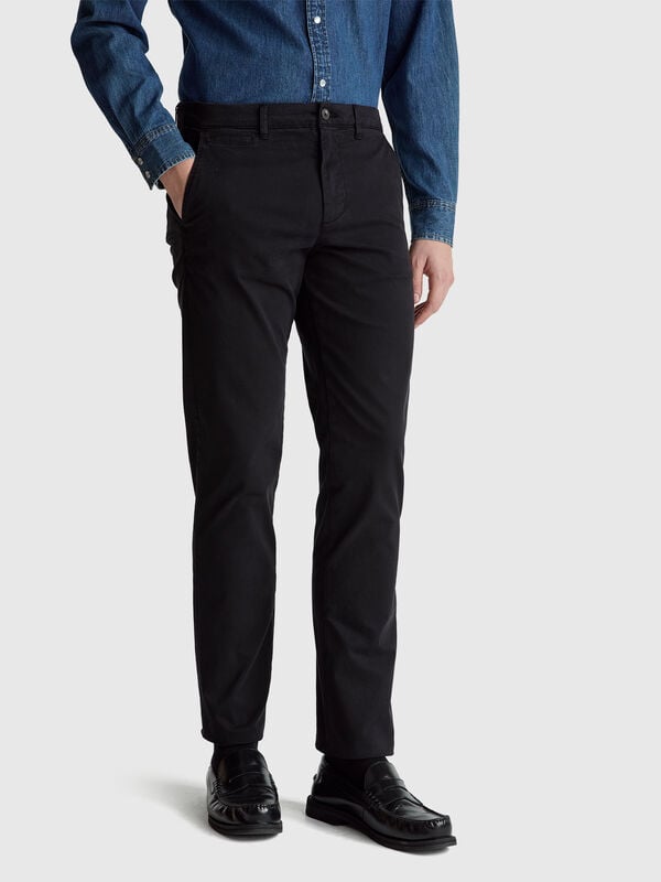 Black slim fit chino Men
