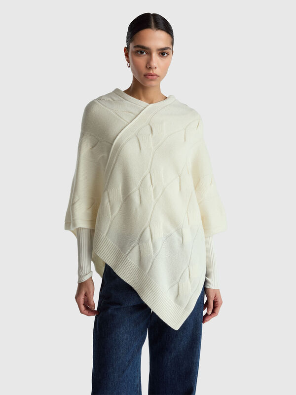 Diamond cape in pure cashmere Women