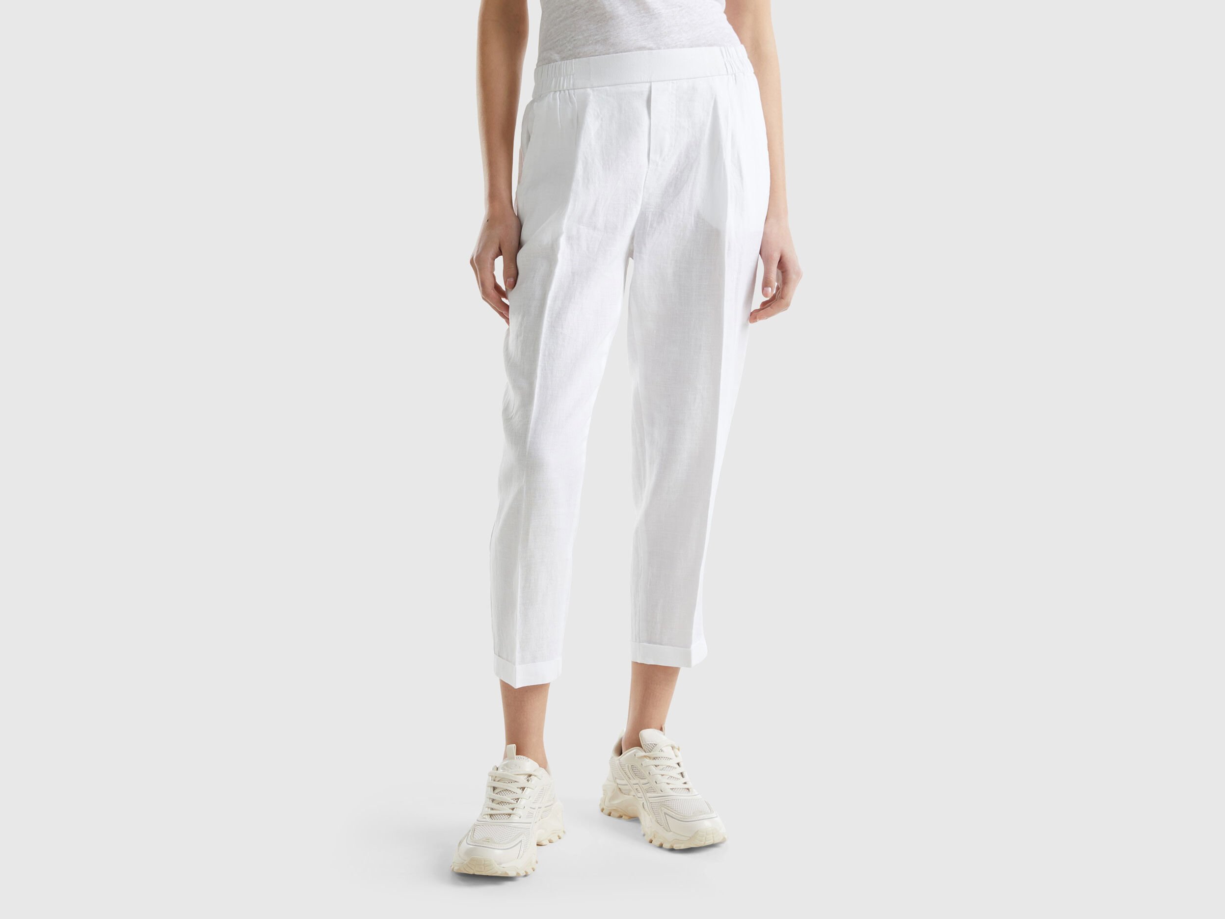 Benetton pantaloni lino new arrivals