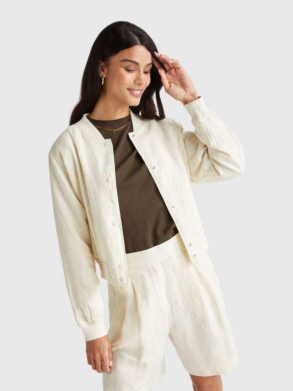 Bomber in 100% linen Women