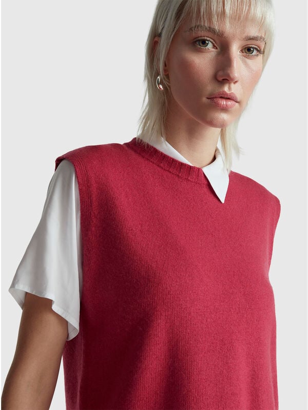 Vest in wool and viscose blend Women