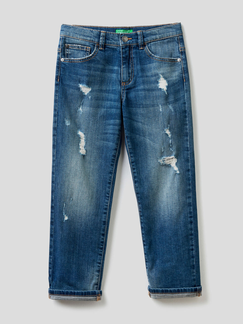 Jeans in stretch cotton with rips image number 1