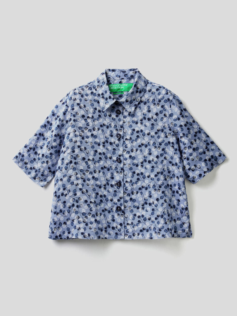 100% linen shirt with pattern print image number 1