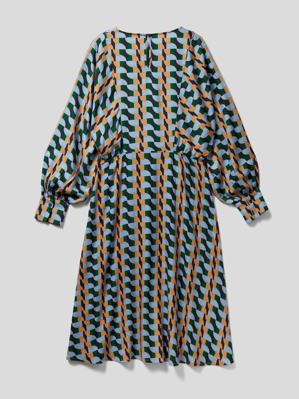 Midi patterned dress in eco-viscose image number 2