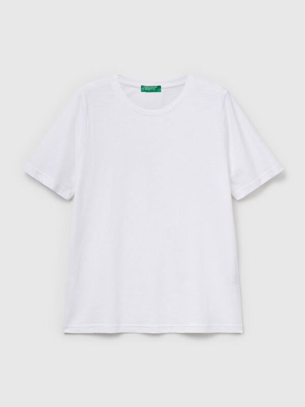 Crew neck t-shirt in slub cotton Women