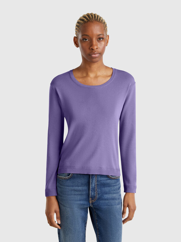 Crew neck sweater in pure cotton Women