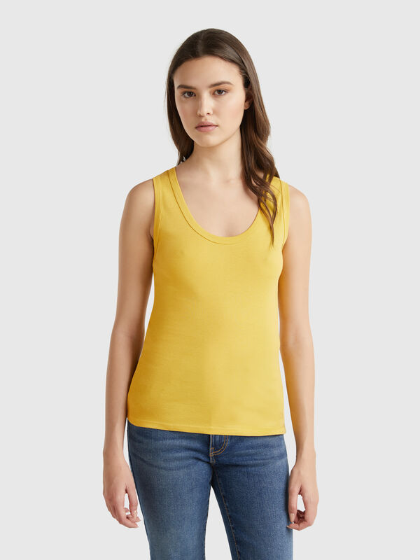 Mustard tank top in pure cotton Women