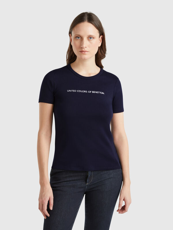T-shirt in 100% cotton with glitter print logo Women