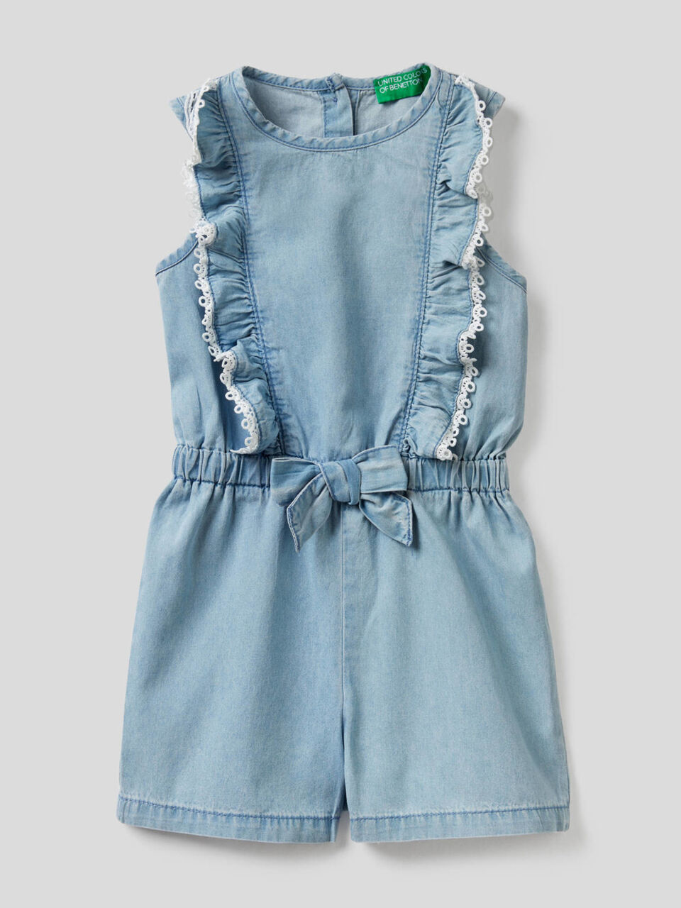 Short jumpsuit in light denim image number 1
