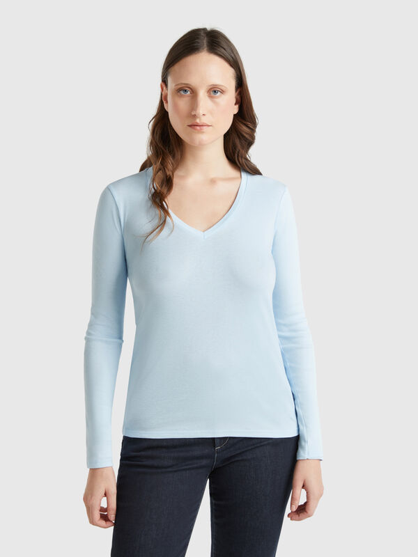 Long sleeve t-shirt with V-neck Women