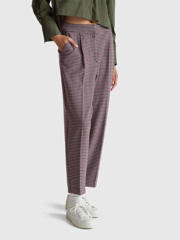Houndstooth flannel trousers Women