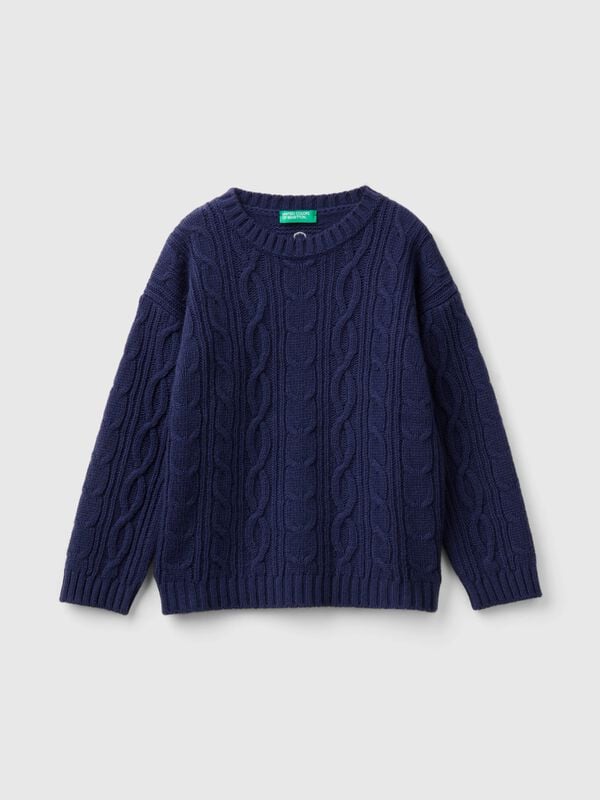 Cable knit sweater in wool blend Junior Boy