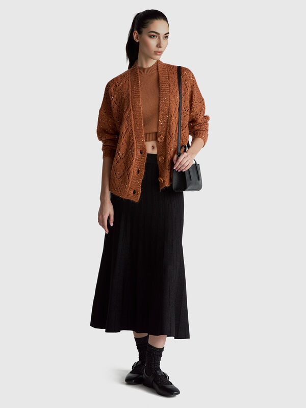 Pleated knit skirt with lurex Women
