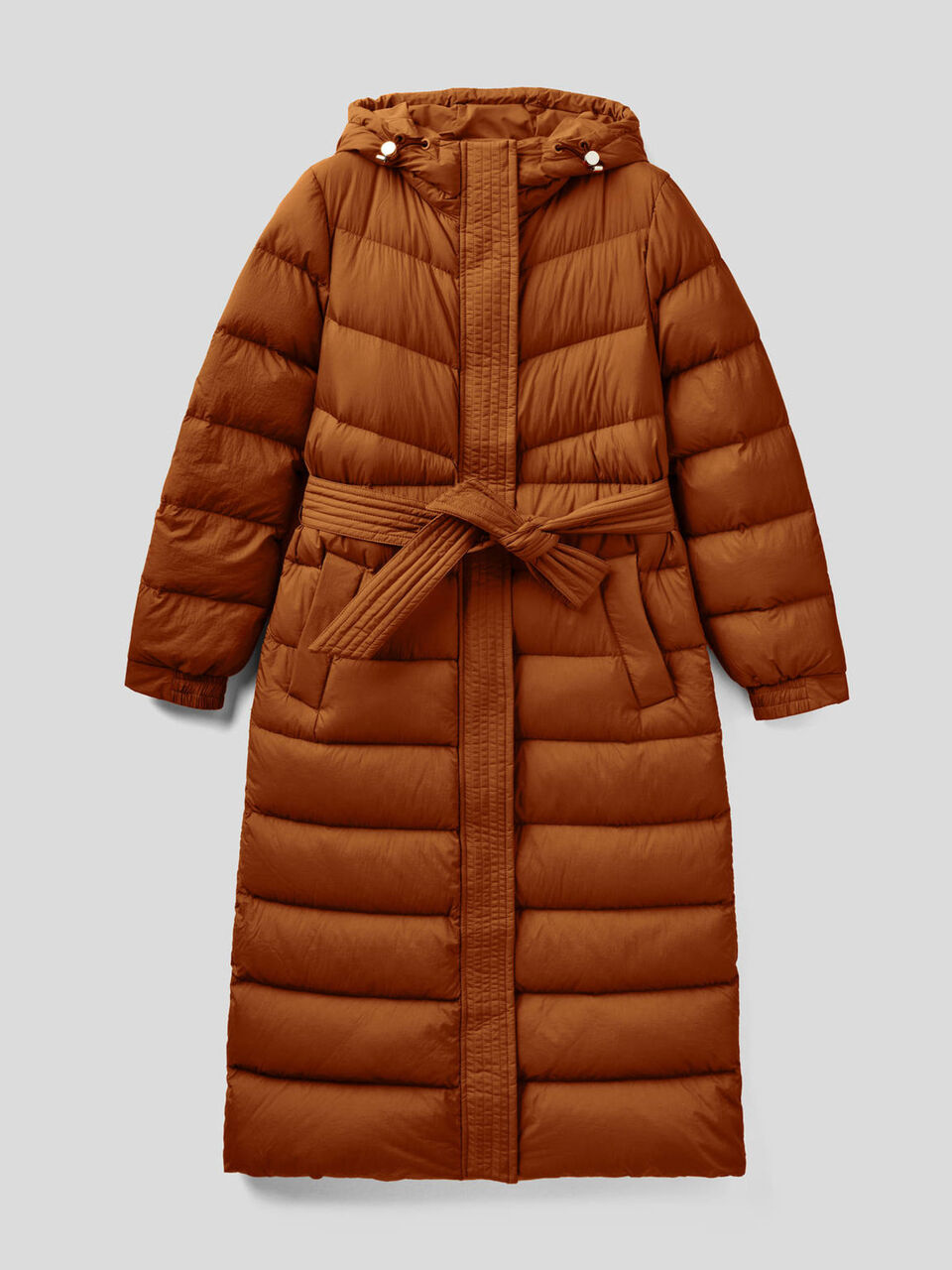 Longline padded jacket with hood image number 1