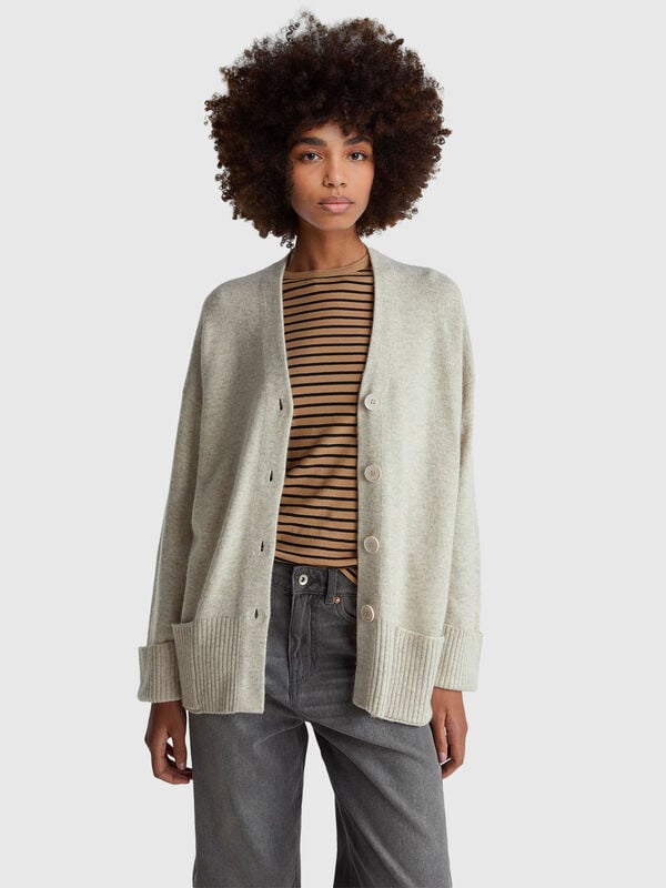 Oversized fit cardigan in wool blend Women