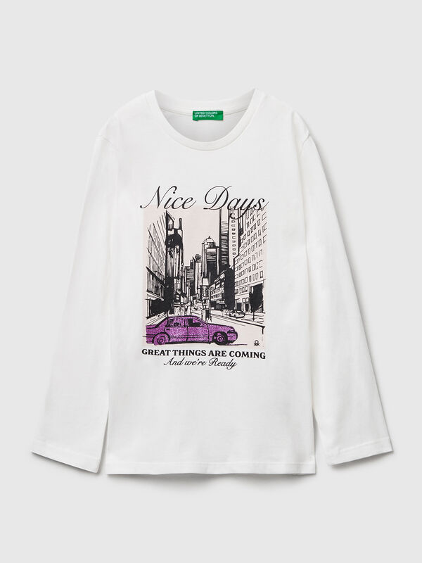 T-shirt with glitter print Junior Girl