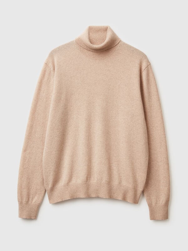 Beige turtleneck in pure cashmere Men